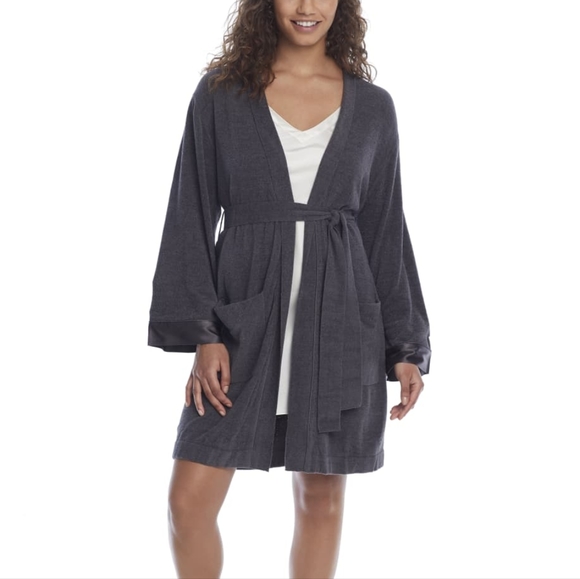 Barefoot Dreams - Cozychic Ultra Lite Luxury Spa Robe in Faded Black - Size M - Picture 1 of 9